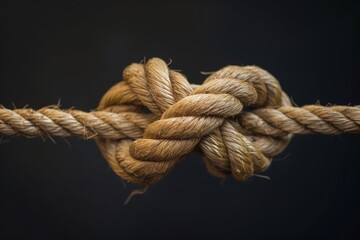 Close-up of colorful ropes tied on a black background.. Beautiful simple AI generated image in 4K, unique.