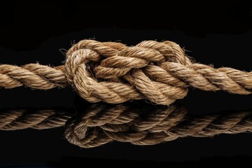 Close-up of a heart-shaped knot in a sturdy rope against a blurred background.. Beautiful simple AI generated image in 4K, unique.