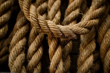 Fototapeta premium Close-up seamless pattern of ropes and twines twisted and platted into an interesting arrangement.. Beautiful simple AI generated image in 4K, unique.