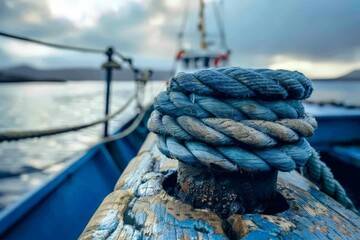 Obraz premium Close-Up of Rope on Black Background for a Textured Photo or Design Element. Beautiful simple AI generated image in 4K, unique.