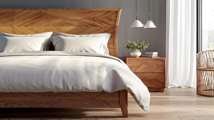 Double bed blanket pillow in minimalist bedroom