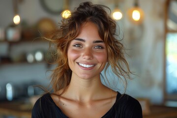 Obraz premium a freckled Caucasian Teenager Woman beauty set against a seamless solid backdrop, embodying a timeless allure and natural elegance.