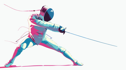 Young fencer on white background style vector
