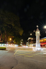 Mahe, Seychelles 6.05.24 Night long exposure of close tower in town Victoria