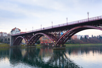 Fototapeta na wymiar Maribor old bridge view, Slovenia