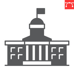 University glyph icon, building and architecture , school vector icon, vector graphics, editable stroke solid sign, eps 10.