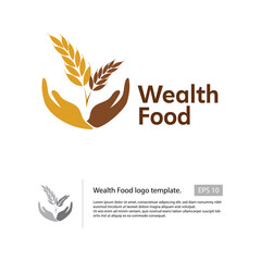 Wealth food with flat wheat vector and flat hand shape in the below, that suitable for your healthy food company.
