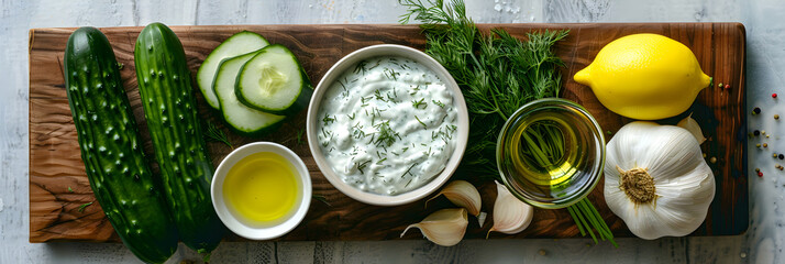Fresh, Wholesome Ingredients for Traditional Tzatziki Sauce Preparation