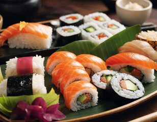 Il sushi, con la sua presentazione impeccabile, invita a un'esperienza culinaria senza tempo.
