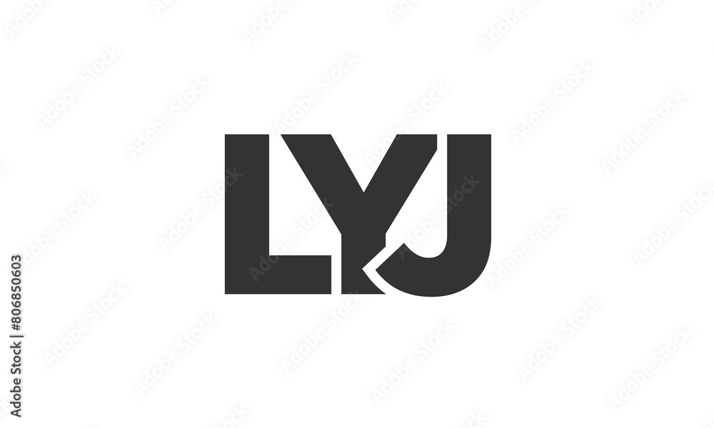 Poster lyj logo design template with strong and modern bold text. initial based vector logotype featuring s