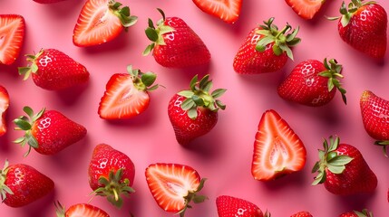 Vibrant Strawberry Slices Artfully Arranged on a Bright Background for a Captivating Food Photography Concept