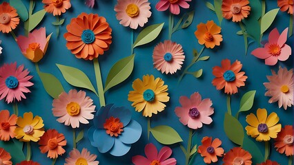 flowers on a wooden background Whimsical Garden Paper Craft Flowers 