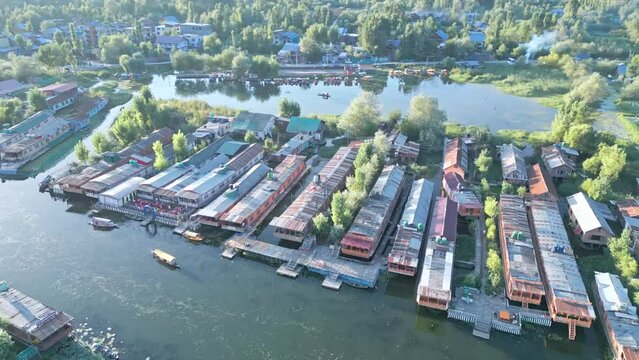 Srinagar, Dal Lake from drone, Jammu and Kashmir, India from the air