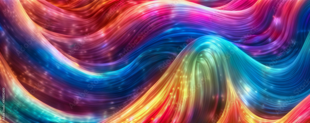 Aufkleber this image features a colorful abstract painting with wavy brushstrokes in a rainbow of colors - gen