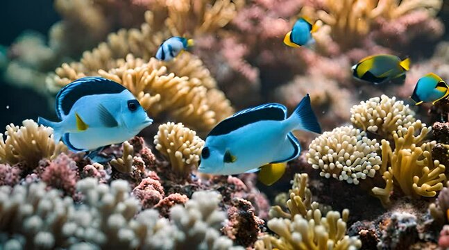 The underwater scenery of fish and coral