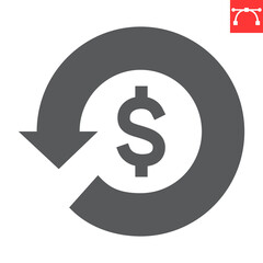 Obraz premium Refund glyph icon, payment method and finance, cashback vector icon, vector graphics, editable stroke solid sign, eps 10.