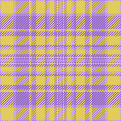 Rose plaid textile vector, paisley pattern background check. Girl texture fabric tartan seamless in violet and yellow colors.