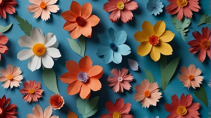 flowers on a wooden background Whimsical Garden Paper Craft Flowers 