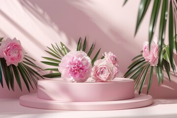 Beautiful Pastel-Hued Daisies and Fern Leaves on a Soft Green Background. Beautiful simple AI generated image in 4K, unique.
