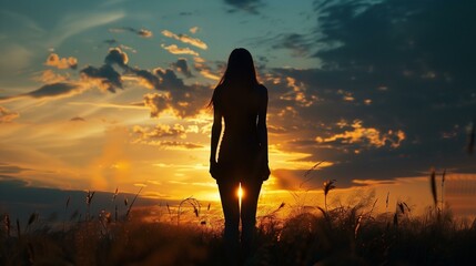 Obraz premium Silhouetting, contemplation and hope, still silent harmony balance unity