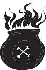 Magic witch cauldron illustration on transparent background.
