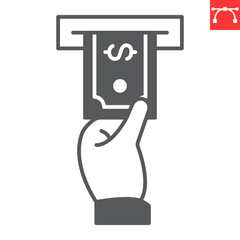 Withdraw glyph icon, payment method and finance, withdrawal vector icon, vector graphics, editable stroke solid sign, eps 10.