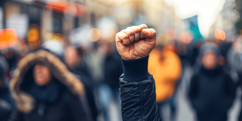A Raised Fist of a Protestor at a Violent Political Rally and Generative Ai


