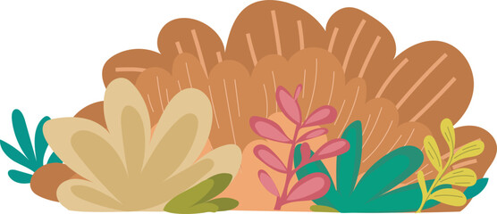 Cartoon brown bush illustration on transparent background.

