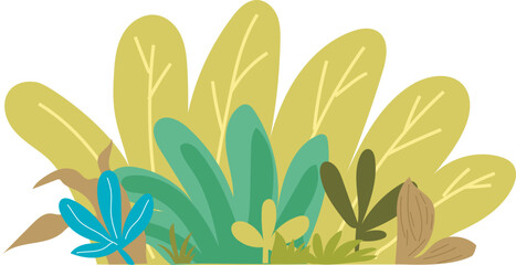 Cartoon bush illustration on transparent background.
