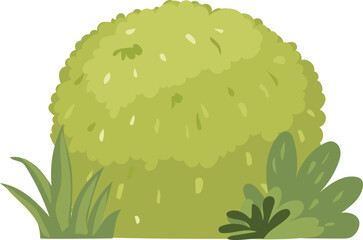 Cartoon bush illustration on transparent background.
