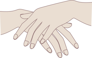 Cartoon hand illustration on transparent background.

