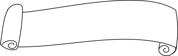 Hand drawn scrolls banner illustration on transparent background.
