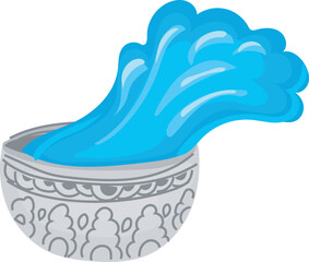 Cartoon splashing water illustration on transparent background.
