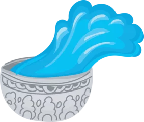 Fotobehang Hokusai The Great Wave Cartoon splashing water illustration on transparent background.   © OneyWhyStudio