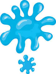 Cartoon water splash illustration on transparent background.
