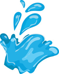 Cartoon water splash illustration on transparent background.
