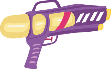 Cartoon water gun illustration on transparent background.
