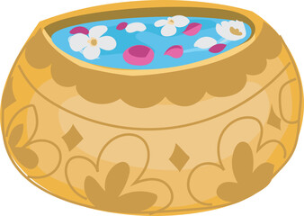 Cartoon bowl water illustration on transparent background.
