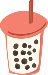 Cartoon bubble milk tea illustration on transparent background.
