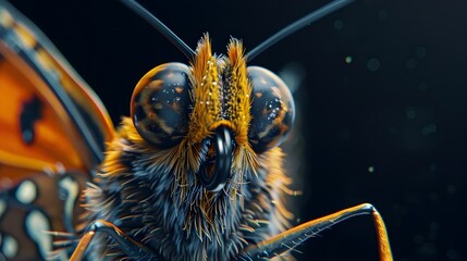 Mesmerizing Macro Monarch Butterfly Face Showcasing Nature's Exquisite Details