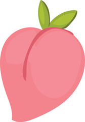 Cartoon peach illustration on transparent background.
