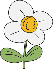 Cartoon flower illustration on transparent background.
