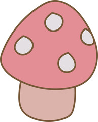 Cartoon mushroom illustration on transparent background.
