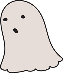 Cartoon ghost illustration on transparent background.
