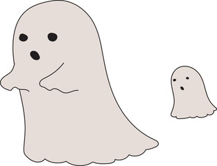 Cartoon ghost illustration on transparent background.
