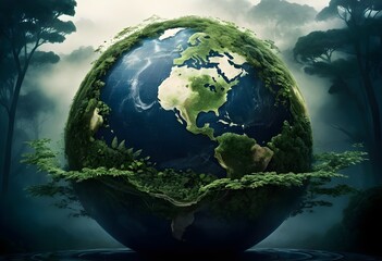 Fototapeta premium Earth with technology fantasy world