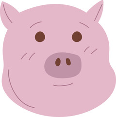 Cartoon pig illustration on transparent background.
