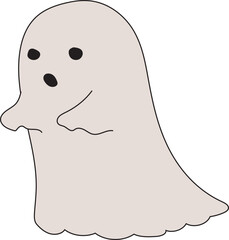 Cartoon ghost illustration on transparent background.
