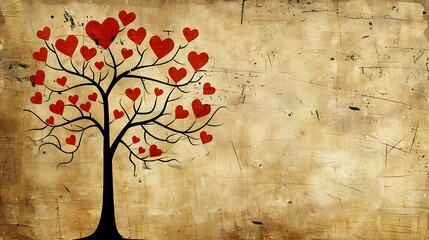 Tree valentine day theme vector flat color style background.