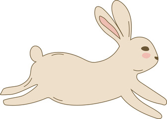 Cartoon rabbit illustration on transparent background.
